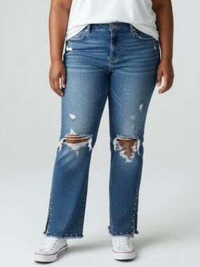 Torrid High Rise Straight Jeans with Gold Hardware Accent Size Women's 22 Tall